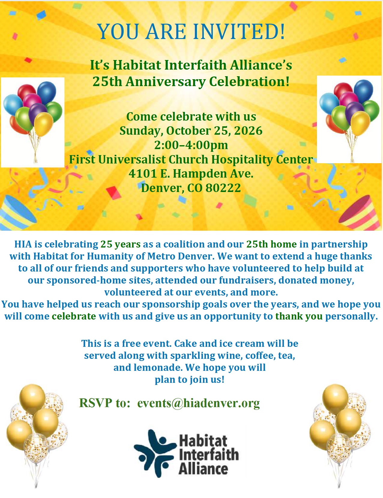 HIA 25th Anniversary Celebration - October 25, 2026